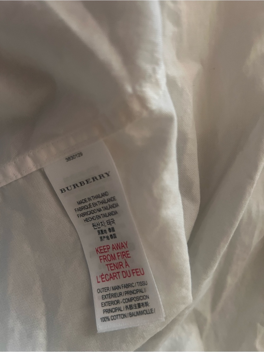 Burberry poplin White Button-Up Shirt with Contrast Check Collar logo xs/s - Picture 6 of 6